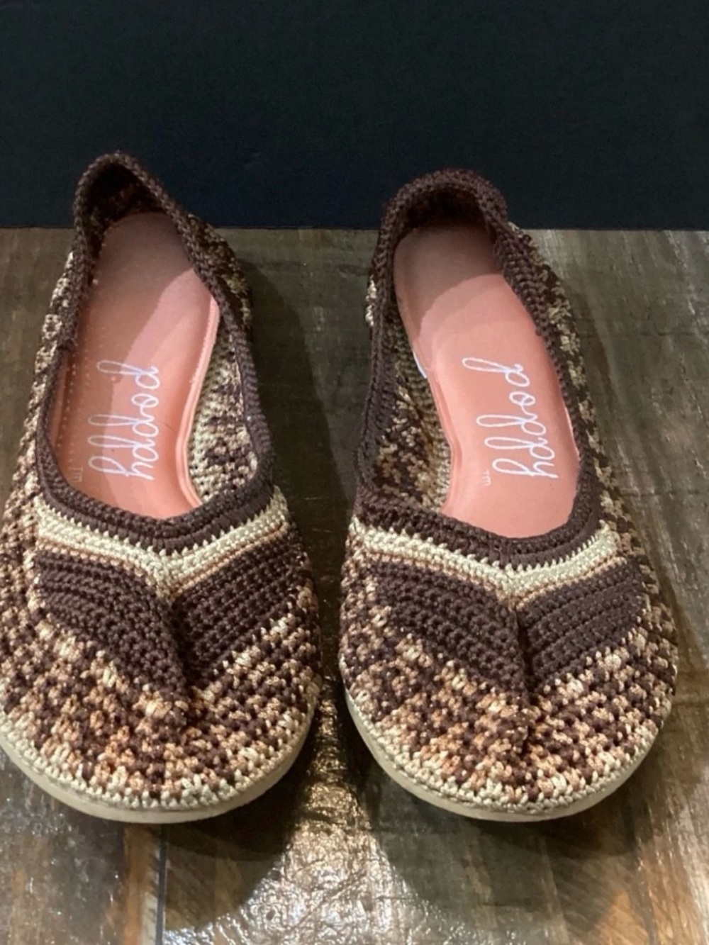 Corkys Brown Multi-Tone Crochet Slip-On Flats